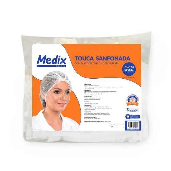 TOUCA C/ELAST BRANCA MEDIX CX/100UN