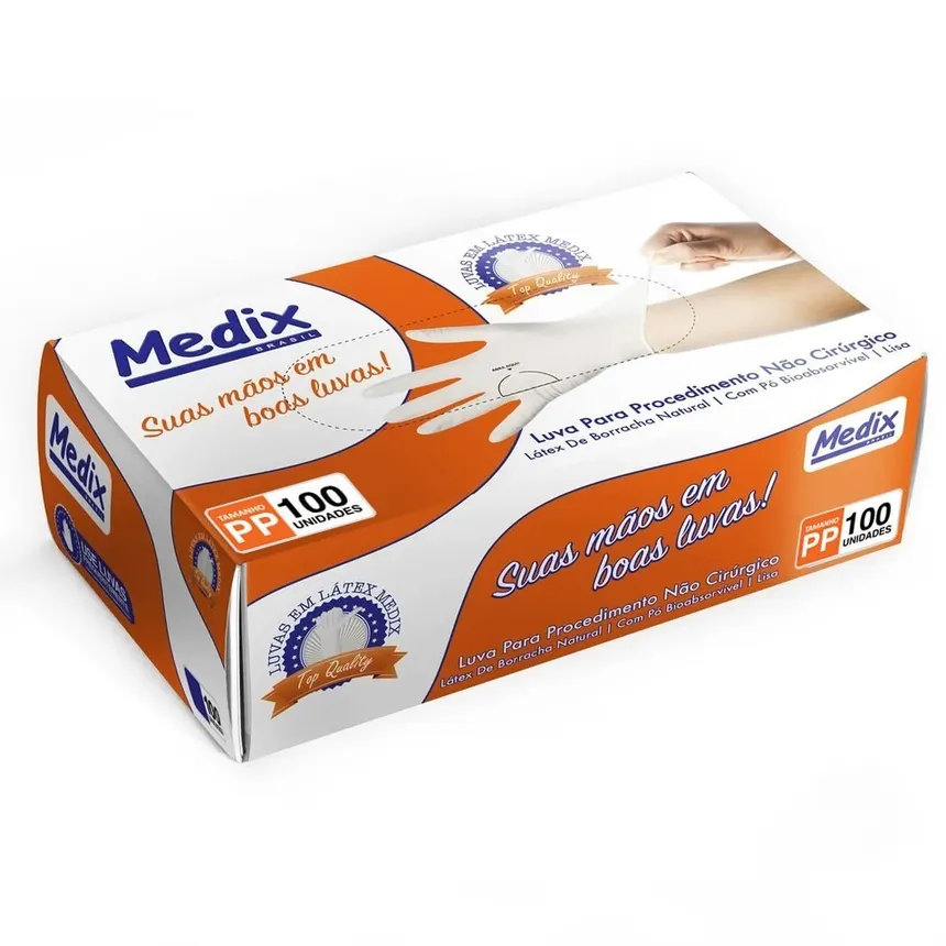 LUVA LATEX C/PO TAM P MEDIX 100UN