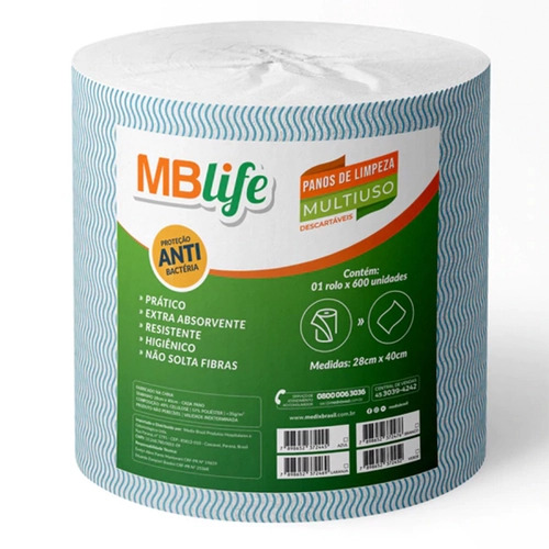 PANO DE ROLO MULTIUSO AZUL MEDIX 20X240M