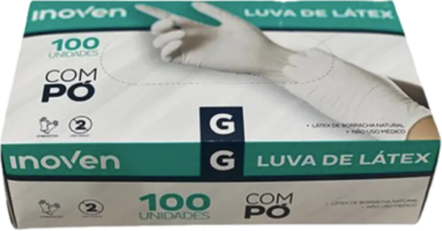 LUVA LÁTEX INOVEM TAM G C/ PÓ CX C/ 100