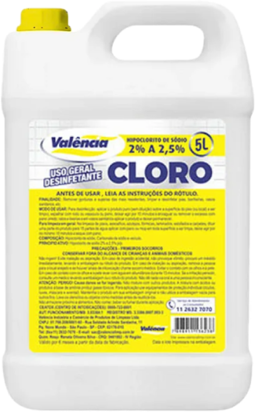 HIPOCLORITO DE SÓDIO 02 %  05 LIT VALENC