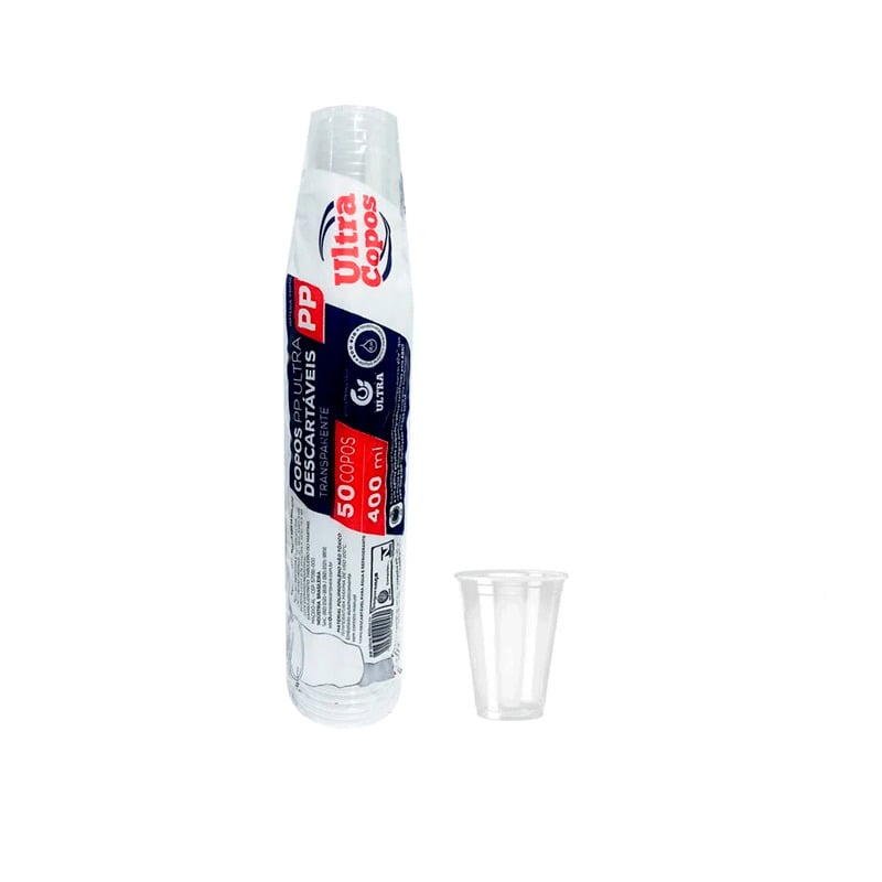 COPO ULTRA TRANSPA 400 ML LISO C/50 UND
